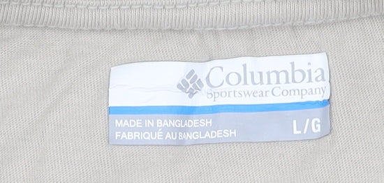 Columbia Beige Men's T-Shirt Size L Short Sleeve Logo