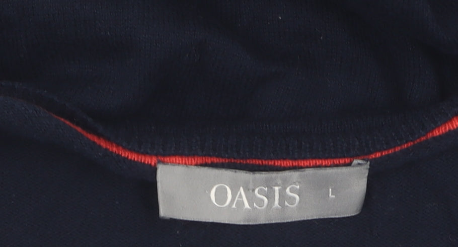 Oasis Women's Blue Cable-Knit Cardigan, Size L