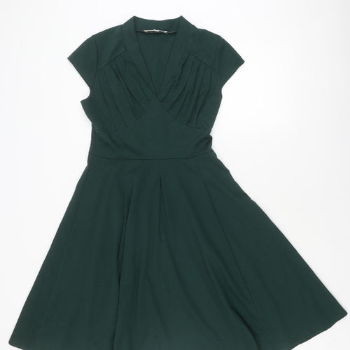 CaiDieNu Women's Green A-Line Dress, M, Short Sleeve