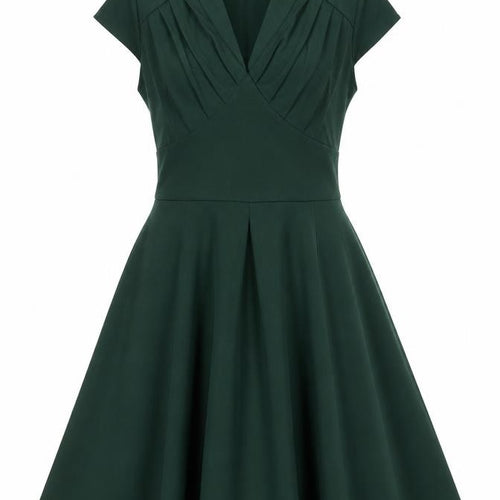 CaiDieNu Women's Green A-Line Dress, M, Short Sleeve