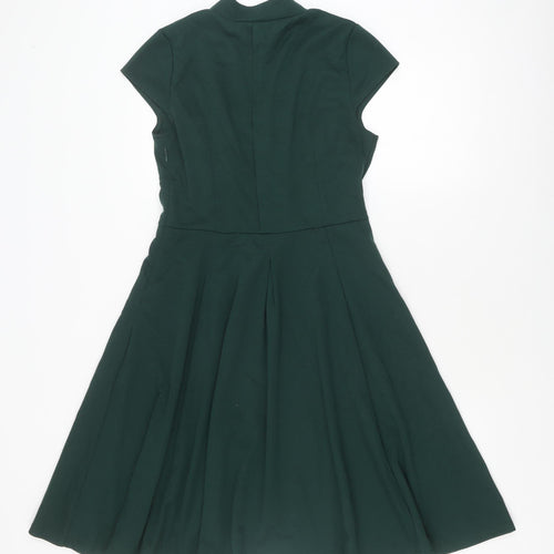 CaiDieNu Women's Green A-Line Dress, M, Short Sleeve