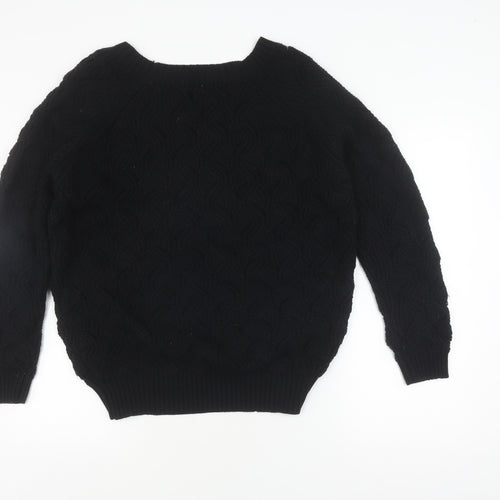 Jumpo Women's Black Cable-Knit Acrylic Pullover Jumper, Size L