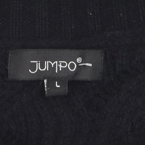 Jumpo Women's Black Cable-Knit Acrylic Pullover Jumper, Size L
