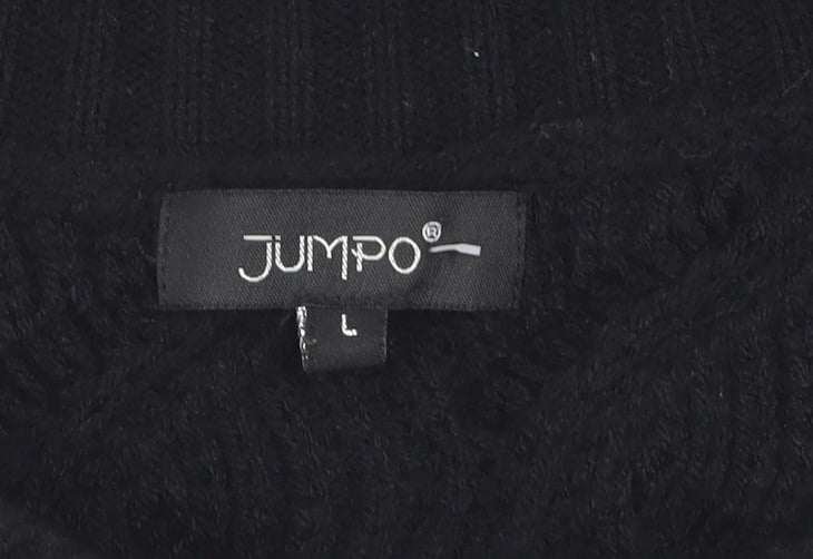 Jumpo Women's Black Cable-Knit Acrylic Pullover Jumper, Size L