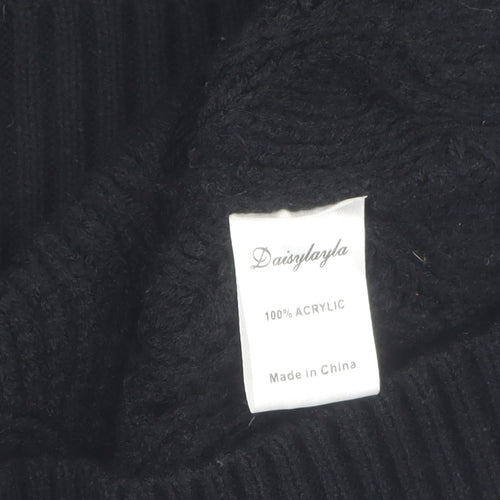 Jumpo Women's Black Cable-Knit Acrylic Pullover Jumper, Size L