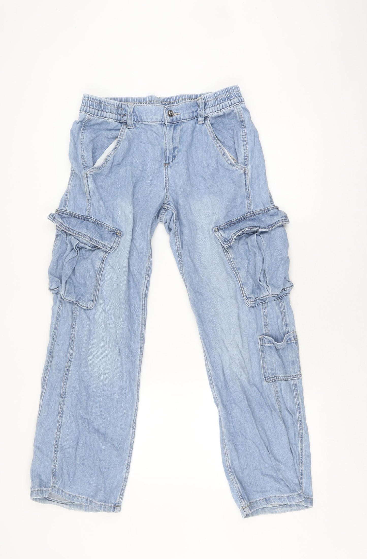 H&M Women's Blue Cargo Trousers Size 8