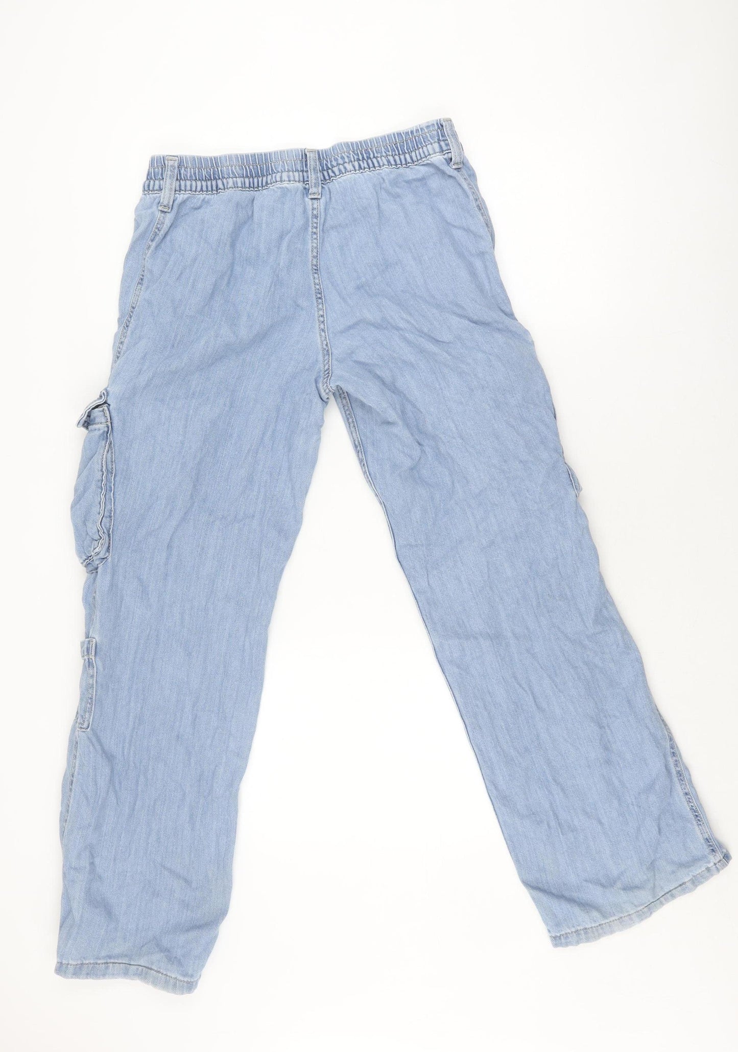 H&M Women's Blue Cargo Trousers Size 8