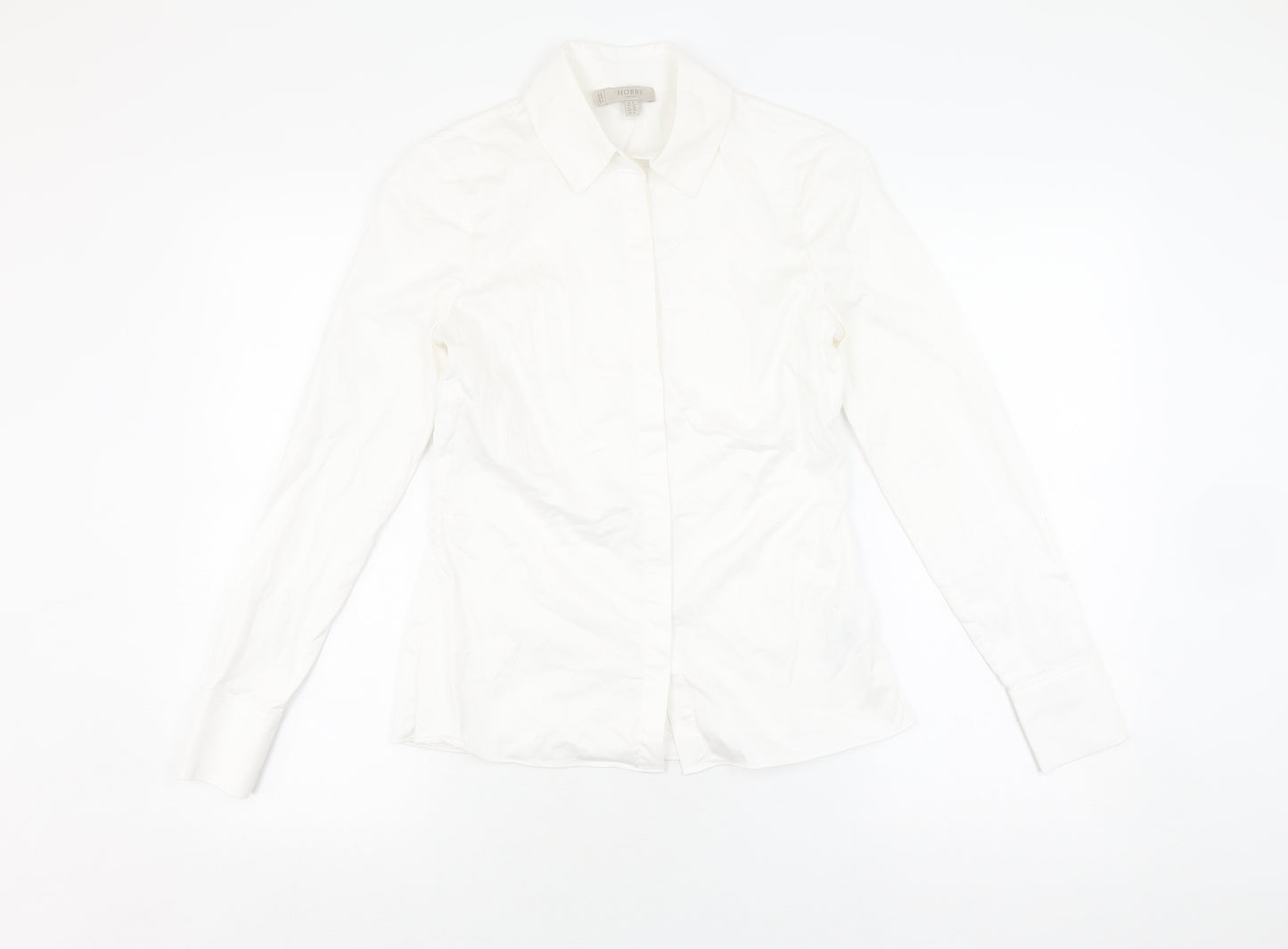 Hobbs Women's White Button-Up Shirt Size 8