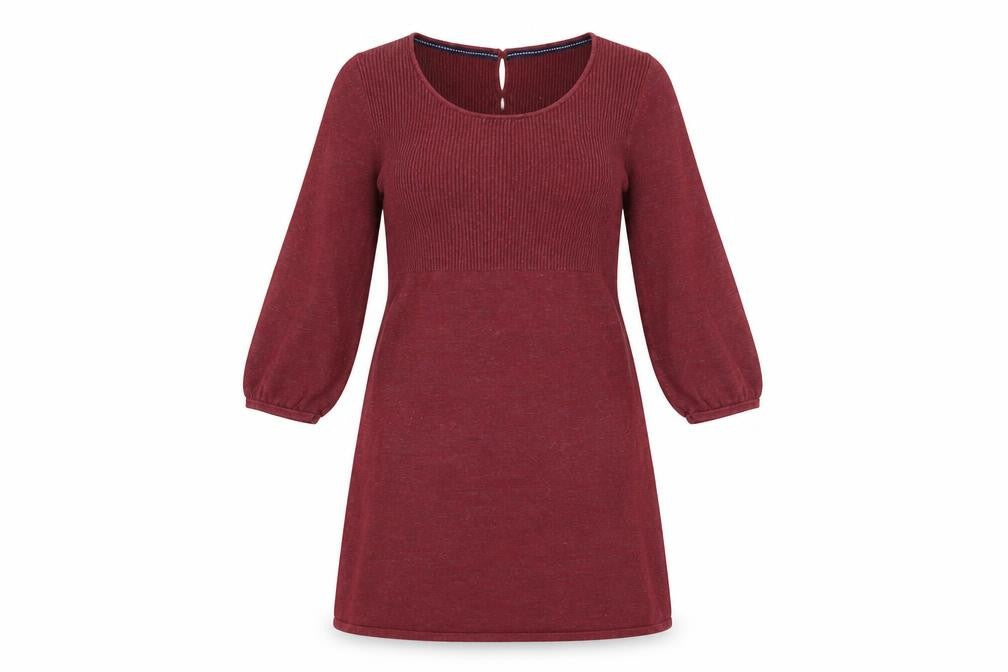 Front view of FatFace Women's Red Shift Dress, size 10, Cotton