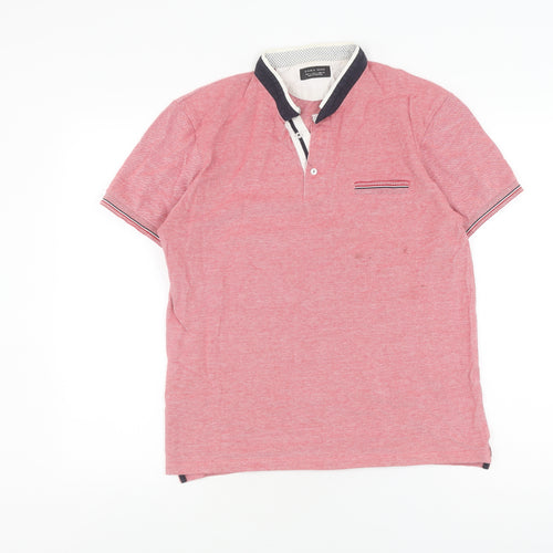 Zara Men Pink Polo Shirt, Size L, Short Sleeve Casual