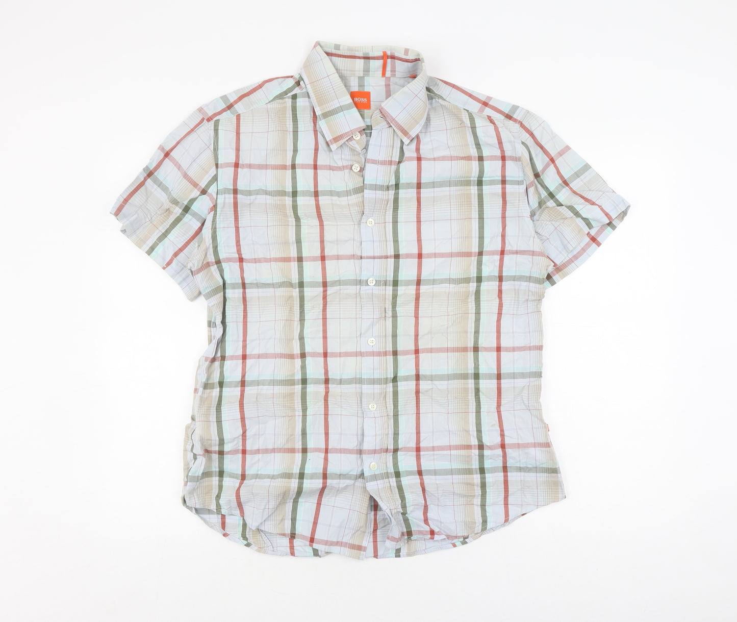Hugo Boss Men's XL Multicolour Plaid Short Sleeve Shirt