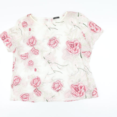 M&Co Women's Ivory Floral Embroidered Blouse, Size 20
