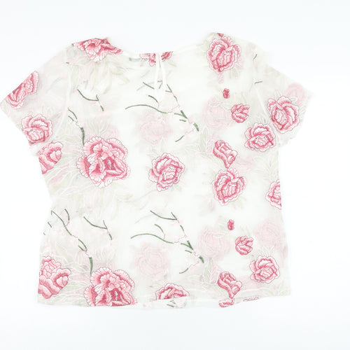 M&Co Women's Ivory Floral Embroidered Blouse, Size 20