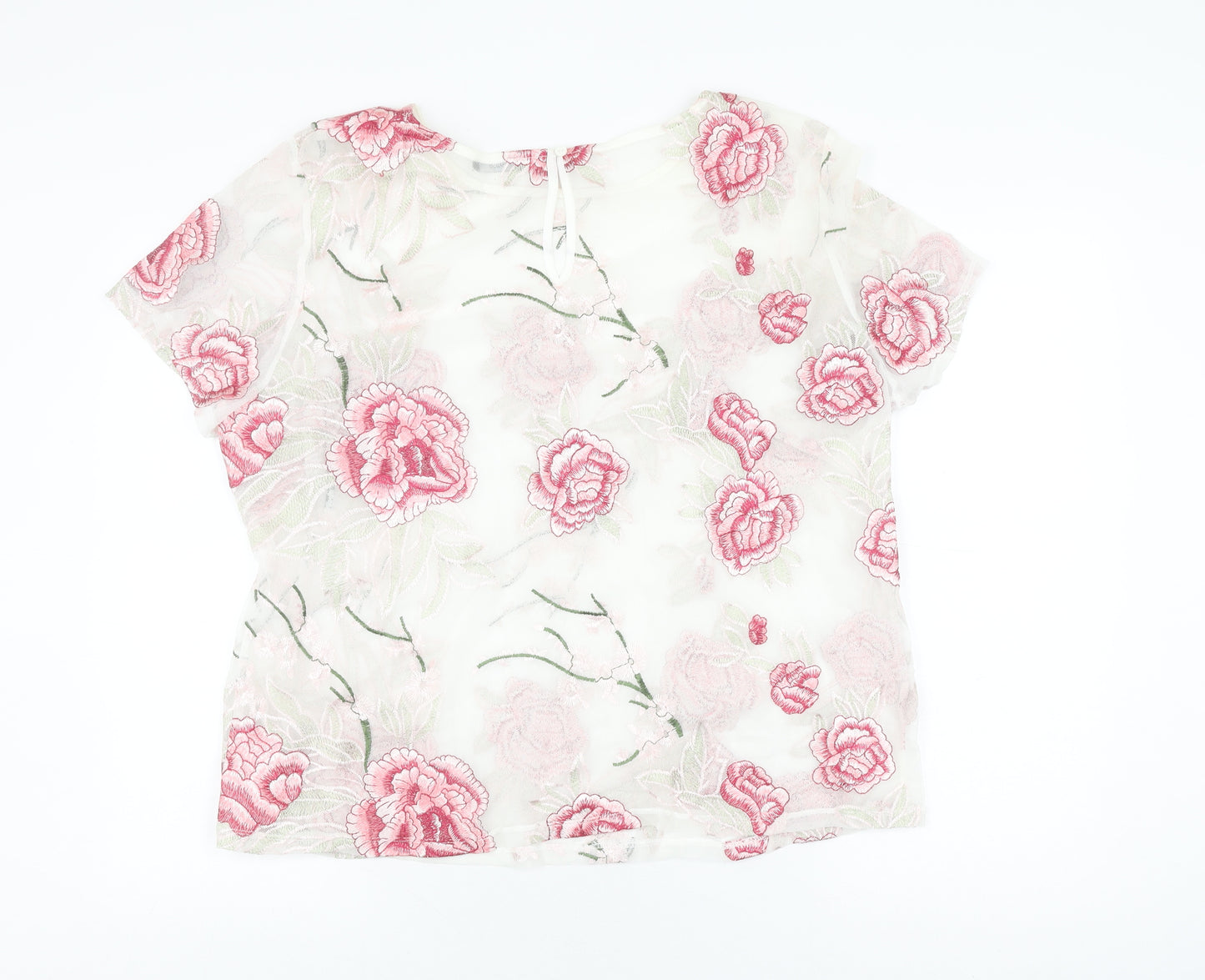 M&Co Women's Ivory Floral Embroidered Blouse, Size 20