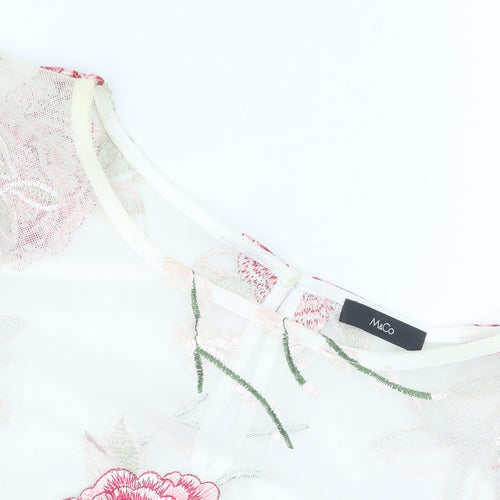 M&Co Women's Ivory Floral Embroidered Blouse, Size 20