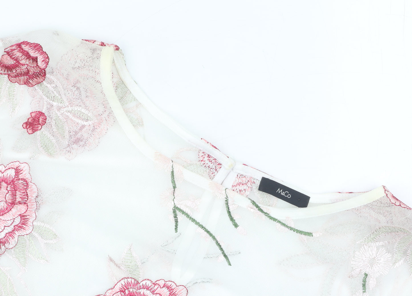 M&Co Women's Ivory Floral Embroidered Blouse, Size 20