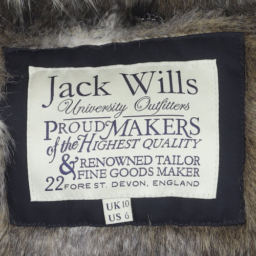 Jack Wills Women's Black Hooded Coat Size 10