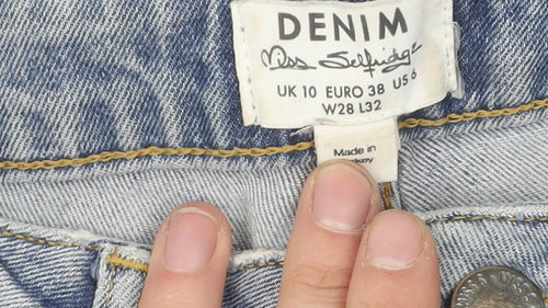 Miss Selfridge Women's Blue Regular Fit Jeans Size 10