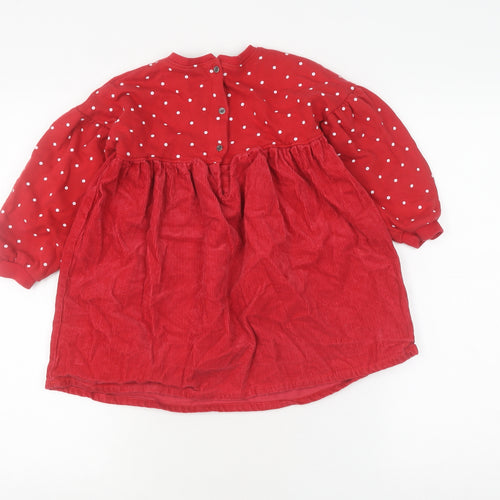 Next Girls Red Polka Dot Applique Corduroy Dress 4-5 Years