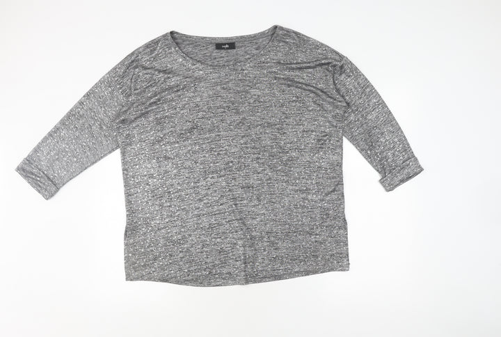 Wallis Women's Grey Knit Blouse, M, 3/4 Sleeve