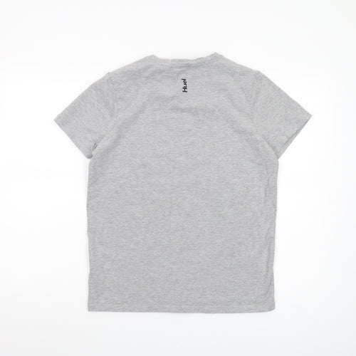 Huel Grey Crew Neck Men's T-Shirt, Size L, Solid Pattern