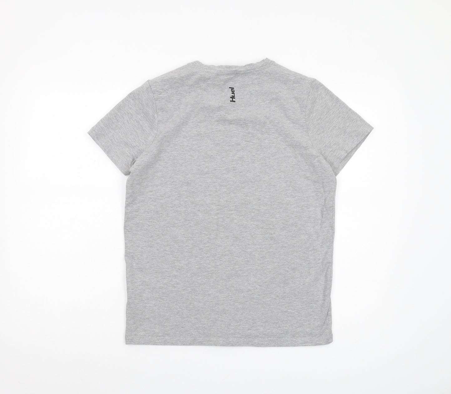 Huel Grey Crew Neck Men's T-Shirt, Size L, Solid Pattern