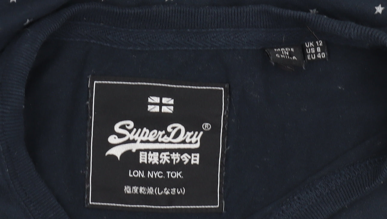 Superdry Women Blue T-Shirt Size 12 Classic Casual