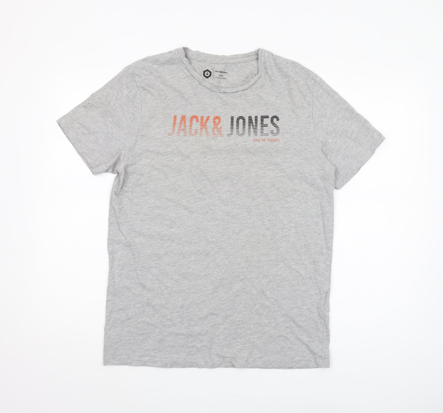 Jack & Jones Men's Grey T-Shirt, L, Breathable Jersey