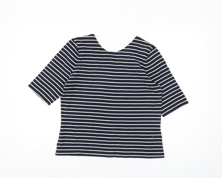 Whistles Women's Black Striped T-Shirt, UK 12, Spring Style