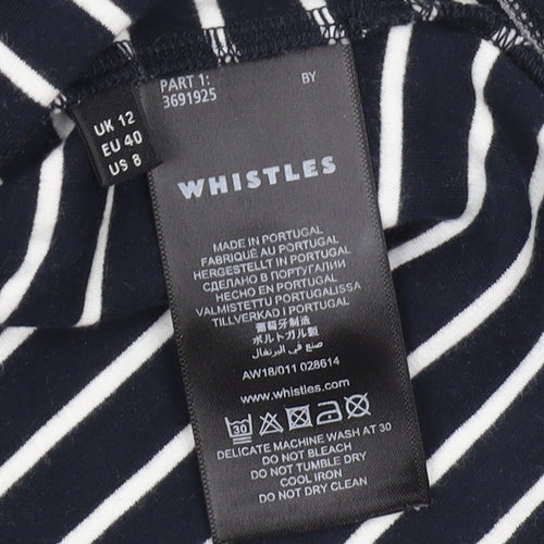 Whistles Women's Black Striped T-Shirt, UK 12, Spring Style