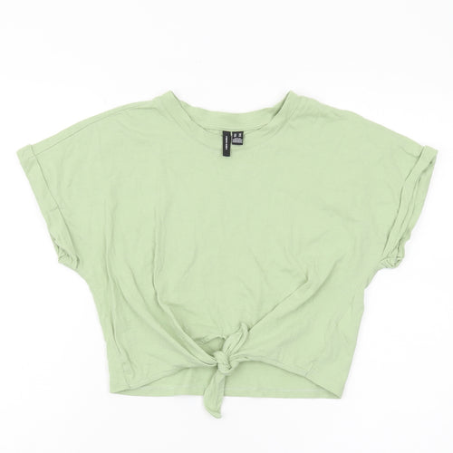 Vero Moda Women's Green Cropped Crew Neck T-Shirt XS