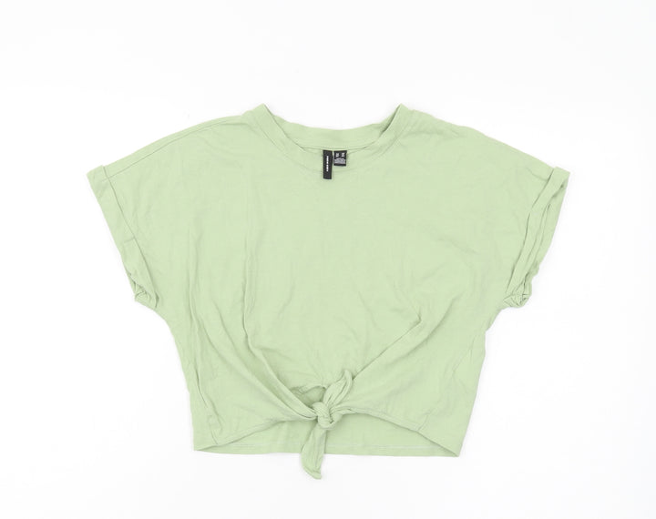 Vero Moda Women's Green Cropped Crew Neck T-Shirt XS