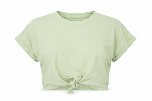 Front view of Vero Moda Women's Green Cropped Crew Neck T-Shirt XS
