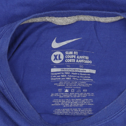 Nike Men's XL Blue 'You're Late' Slim Fit T-Shirt