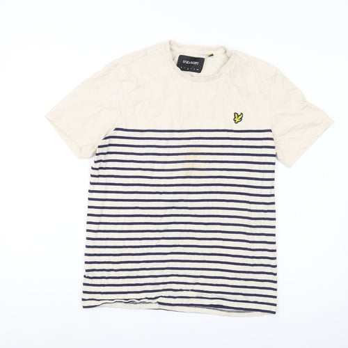 Lyle & Scott Men's Beige Striped T-Shirt, Size M