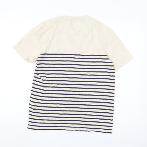 Lyle & Scott Men's Beige Striped T-Shirt, Size M
