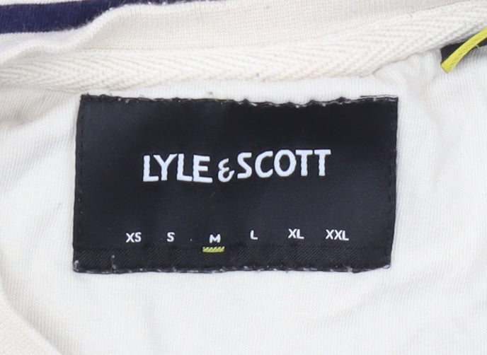 Lyle & Scott Men's Beige Striped T-Shirt, Size M