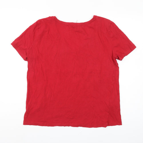 MNG Women's Red V-Neck T-Shirt Size 8