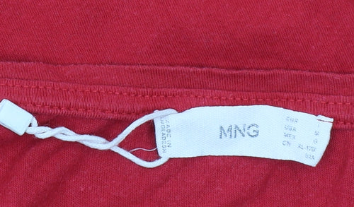 MNG Women's Red V-Neck T-Shirt Size 8