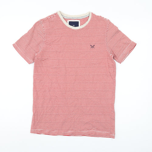Crew Clothing Co Men's Red Striped Cotton T-Shirt S