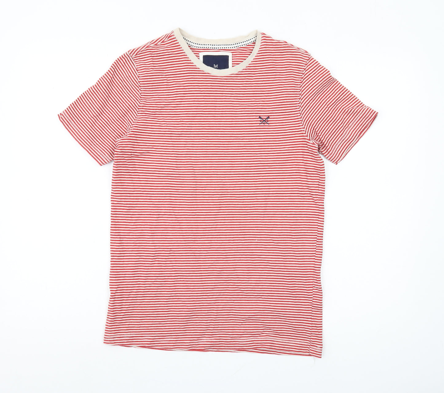 Crew Clothing Co Men's Red Striped Cotton T-Shirt S