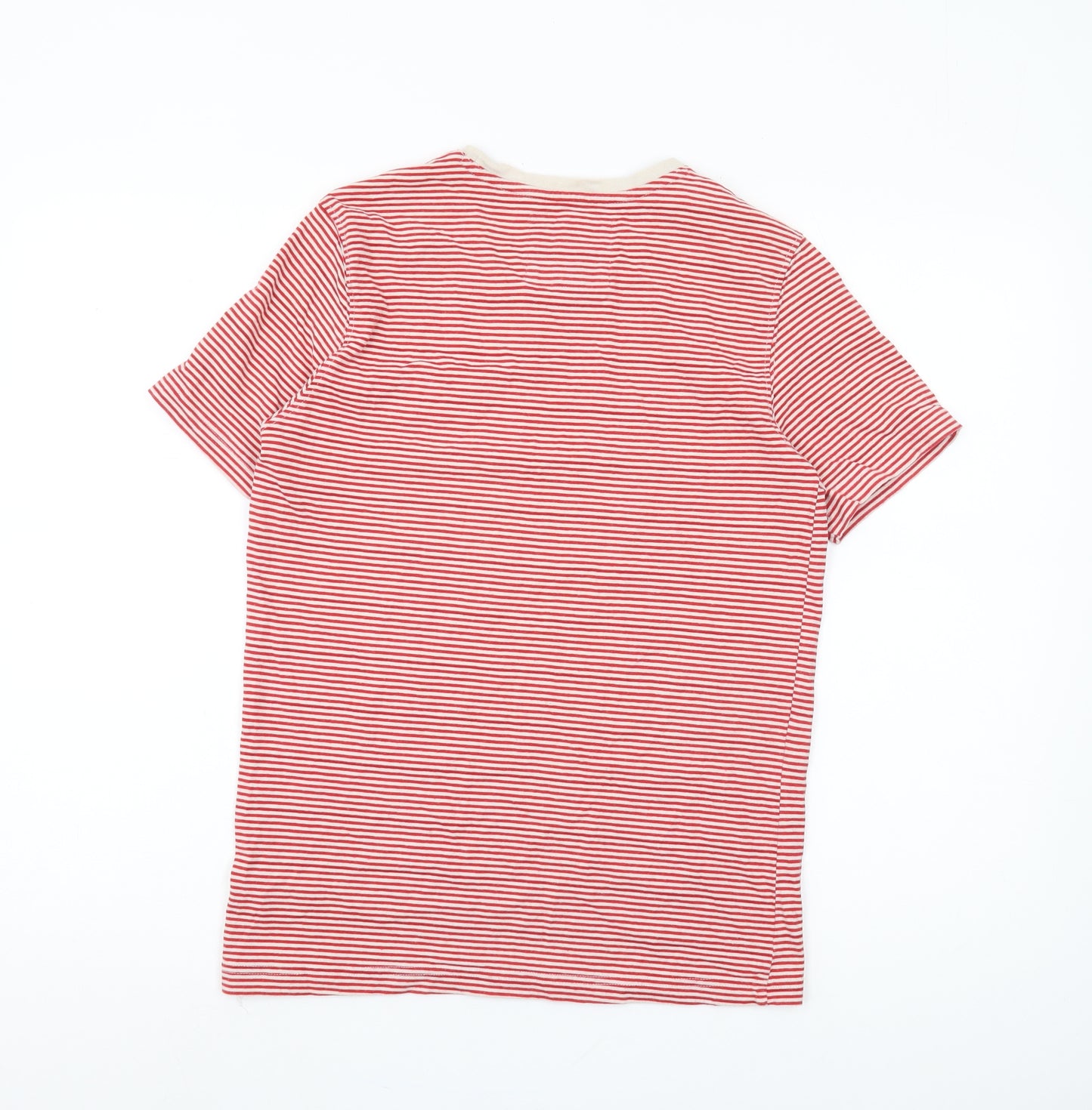 Crew Clothing Co Men's Red Striped Cotton T-Shirt S