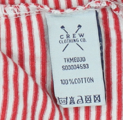 Crew Clothing Co Men's Red Striped Cotton T-Shirt S