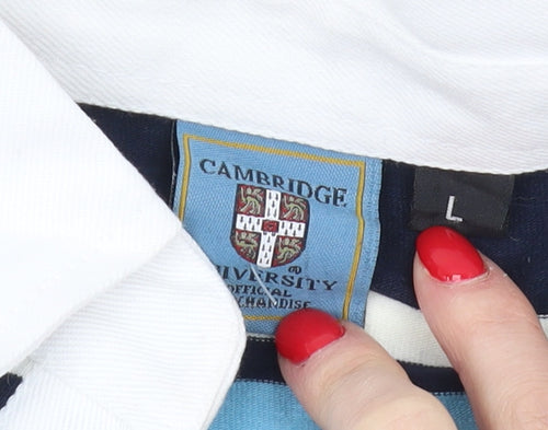 Cambridge University Blue Striped Polo Shirt L