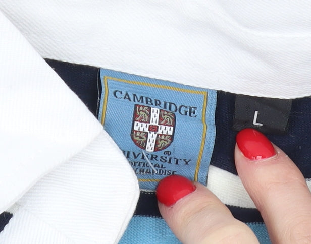 Cambridge University Blue Striped Polo Shirt L