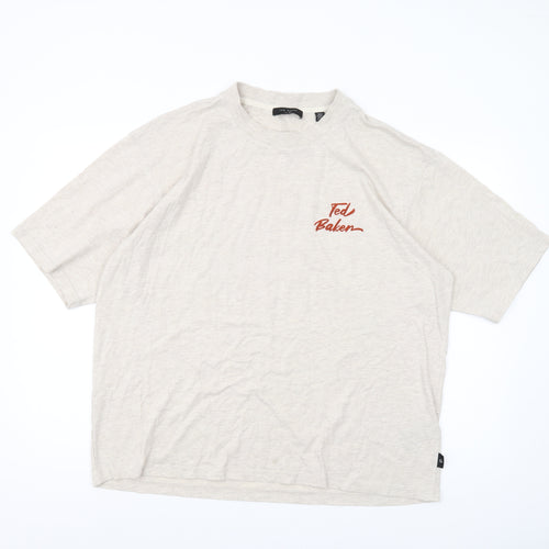 Ted Baker Men's Beige T-Shirt Large Crew Neck