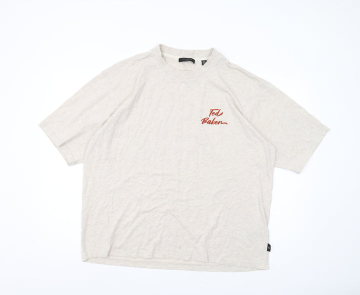 Ted Baker Men's Beige T-Shirt Large Crew Neck