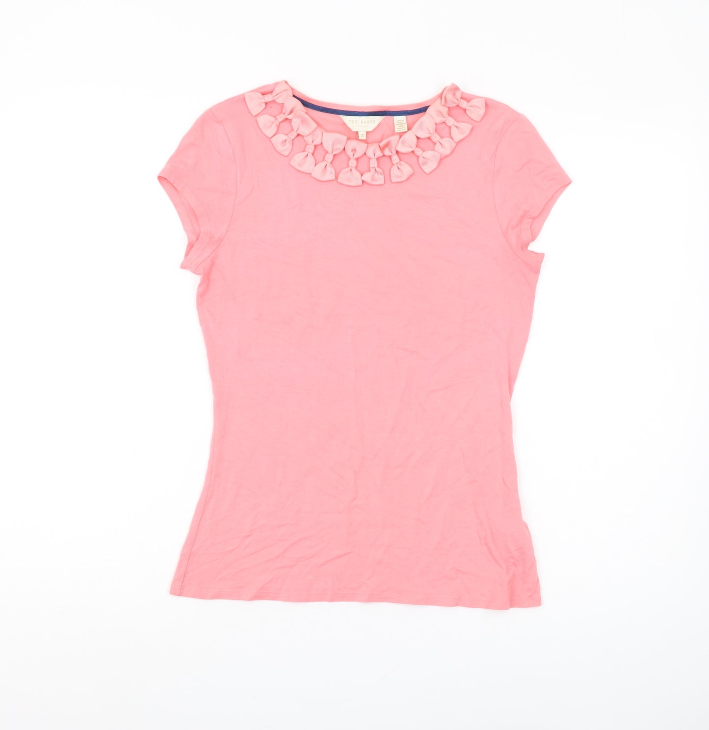 Ted Baker Women's Pink Ruffle T-Shirt Size 2