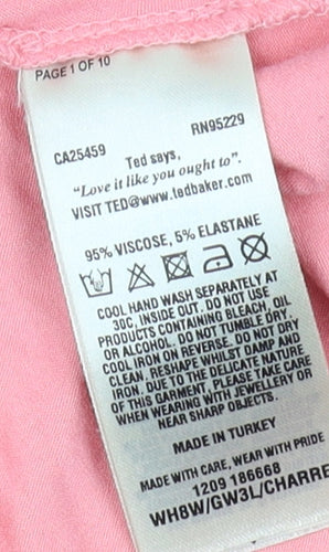 Ted Baker Women's Pink Ruffle T-Shirt Size 2