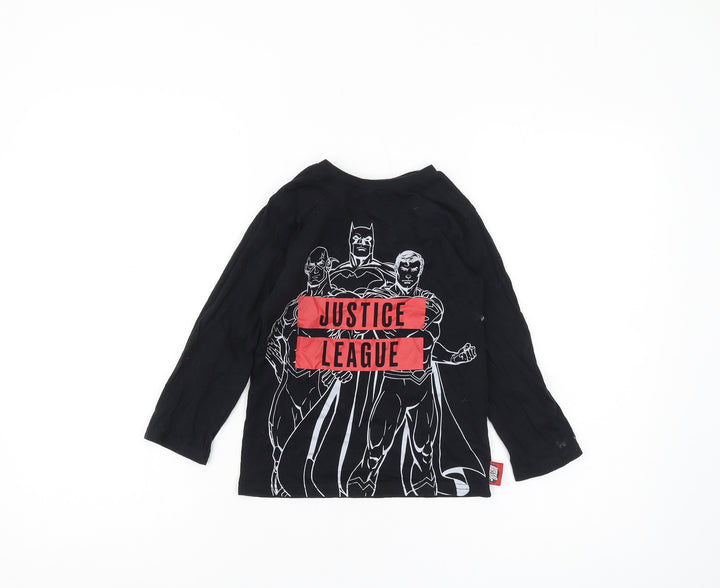 George Boys Black Justice League Long Sleeve T-Shirt 5-6 Years